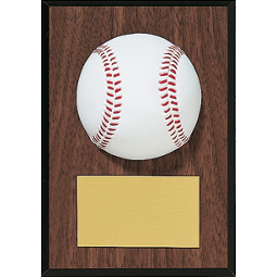 Baseball Plaque - Wood-Tone Baseball Plaque with Molded Baseball