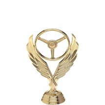 Winged Sports Car Wheel Gold Trophy Figure