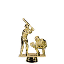 Male Double Action Baseball Catcher Gold Trophy Figure