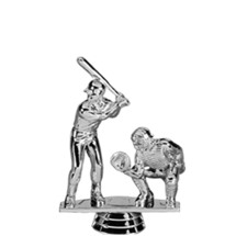 Baseball Catcher - Double Action Male Silver Trophy Figure