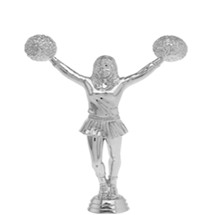 Cheerleader w/Pom Pom Female Silver Trophy Figure