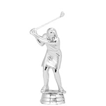 Golfer Female Silver Trophy Figure