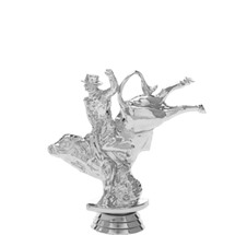Bull w/Rider Silver Trophy Figure