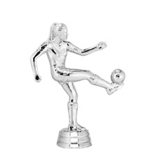 Soccer Kicker Female Silver Trophy Figure