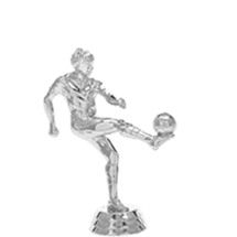 Soccer Kicker Male Silver Trophy Figure