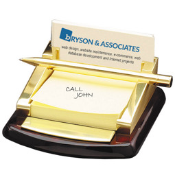 Business Card Memo Holder with Pen - Desk Set