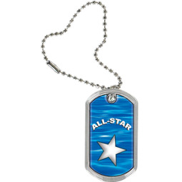 1 1/8 x 2" All Star Sports Tag with Key Chain