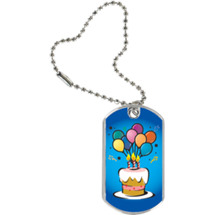 1 1/8 x 2" Birthday Tag with Key Chain