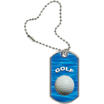 1 1/8 x 2" Golf Sports Tag with Key Chain