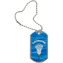 Lacrosse Dog Tag - 1 1/8 x 2" Lacrosse Sports Tag with Key Chain