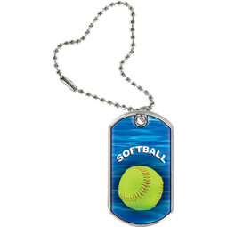 Softball Dog Tag - Softball Sports Tag with Key Chain