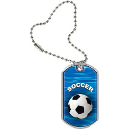 Soccer Dog Tag - Soccer Sports Tag with Key Chain