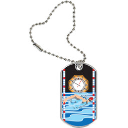 1 1/8 x 2" Swimming Sport Tag with Key Chain