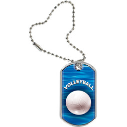 1 1/8 x 2" Volleyball Sports Tag with Key Chain