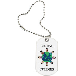 1 1/8 x 2" Social Studies Sports Tag with Key Chain