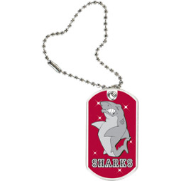 1 1/8 x 2" Sharks Mascot Sports Tag with Key Chain