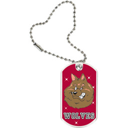 1 1/8 x 2" Wolves Mascot Sports Tag with Key Chain