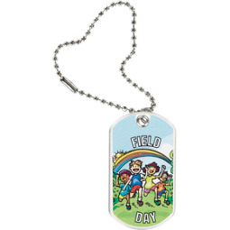 1 1/8 x 2" Field Day Sports Tag with Key Chain