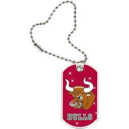 1 1/8 x 2" Bulls Mascot Sports Tag with Key Chain