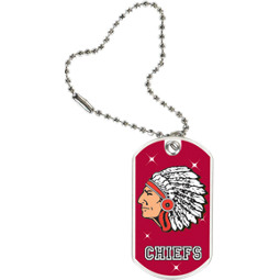1 1/8 x 2" Chiefs Mascot Sports Tag with Key Chain