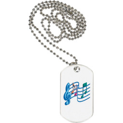 1 1/8 x 2" White Music Tag with Neck Chain