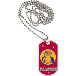 1 1/8 x 2" Falcons Mascot Sports Tag with Neck Chain