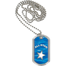 1 1/8 x 2" All Star Sports Tag with Neck Chain