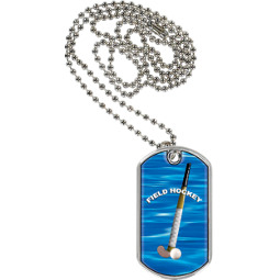 1 1/8 x 2" Field Hockey Sports Tag with Neck Chain