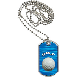 1 1/8 x 2" Golf Sports Tag with Neck Chain