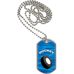 1 1/8 x 2" Hockey Sports Tag with Neck Chain
