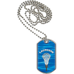 Lacrosse Dog Tag - 1 1/8 x 2" Lacrosse Sports Tag with Neck Chain