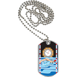 1 1/8 x 2" Swimming Sports Tag with Neck Chain