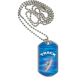 1 1/8 x 2" Track Sports Tag with Neck Chain