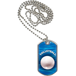 1 1/8 x 2" Volleyball Sports Tag with Neck Chain