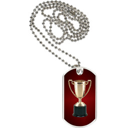 1 1/8 x 2" Achievement Trophy Sports Tag with Neck Chain
