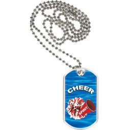 1 1/8 x 2" Cheer Sports Tag with Neck Chain