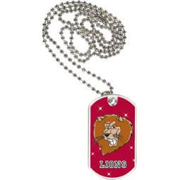 1 1/8 x 2" Lions Mascot Sports Tag with Neck Chain