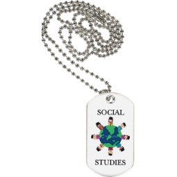 1 1/8 x 2" Social Studies Sports Tag with Neck Chain