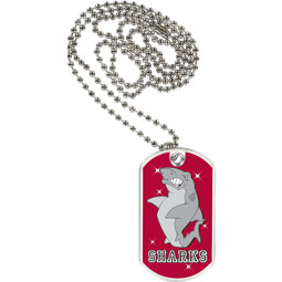 1 1/8 x 2" Sharks Mascot Sports Tag with Neck Chain