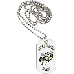1 1/8 x 2" Spelling Bee Sports Tag with Neck Chain