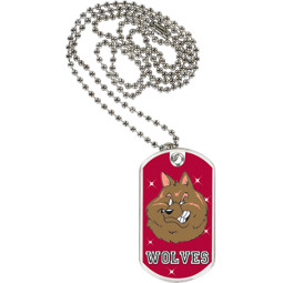 1 1/8 x 2" Wolves Mascot Sports Tag with Neck Chain