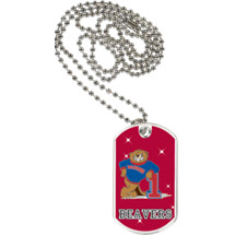1 1/8 x 2" Beavers Mascot Sports Tag with Neck Chain