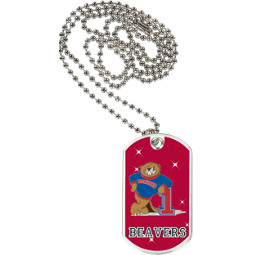 1 1/8 x 2" Beavers Mascot Sports Tag with Neck Chain