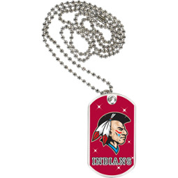 1 1/8 x 2" Indians Mascot Sports Tag with Neck Chain