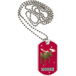 1 1/8 x 2" Moose Mascot Sports Tag with Neck Chain