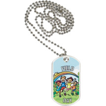 1 1/8 x 2" Field Day Sports Tag with Neck Chain