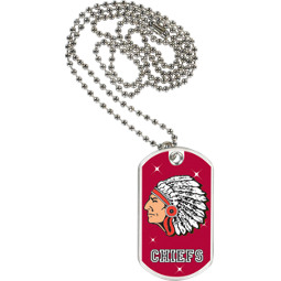 1 1/8 x 2" Chiefs Mascot Sports Tag with Neck Chain