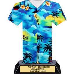 Blue Hawaiian Shirt Trophy - 7 inches