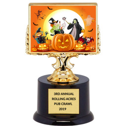 Halloween Trophy - Black Acrylic "Spooky Halloween" Trophy