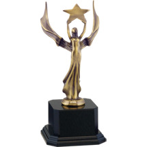 11" Antique Gold Metal Achievement Figure Trophy
